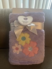 Parent's Choice Purple Floral Baby Blanket Yellow Pink Blue Flower