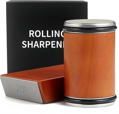 Rolling Knife Sharpener Kit Premium Solid Wood W/ Magnetic Angle Base & 2