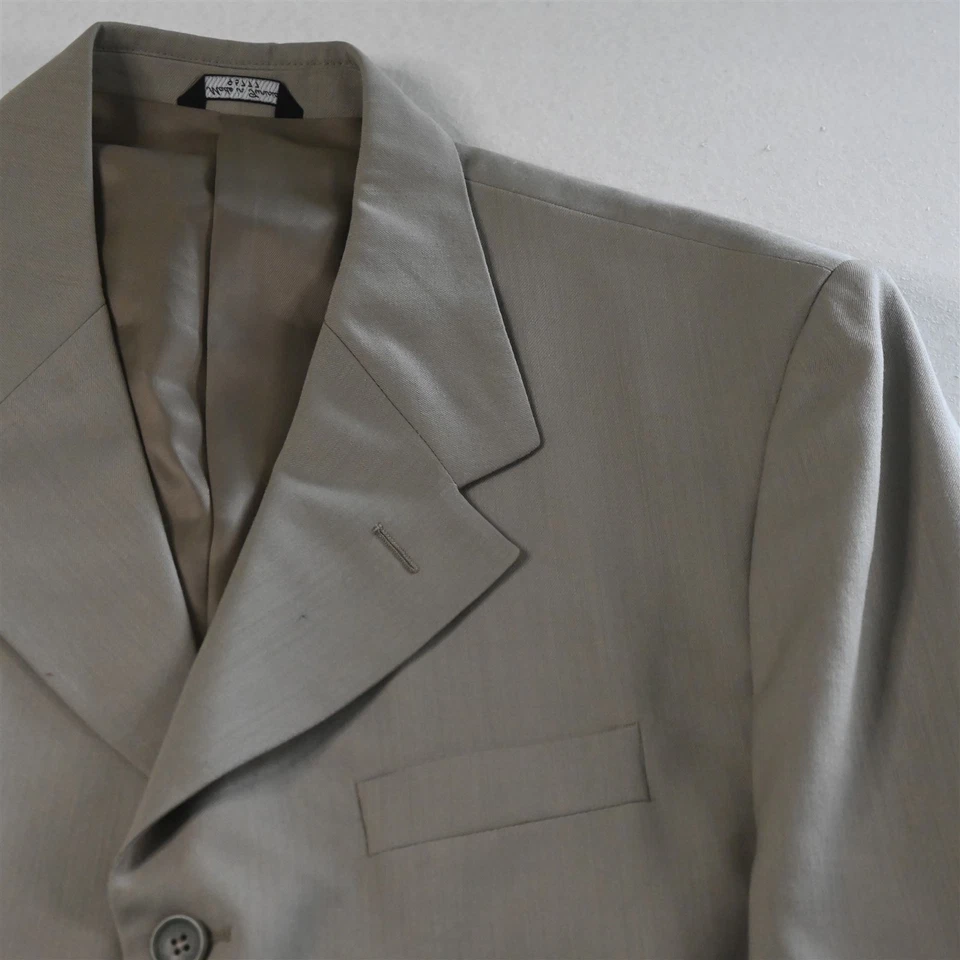 De Colección Y2K Boxy 2000s 42R 36x32 Beige Super 100s Lana Hombres Chaqueta Pantalones Traje Foto 3 de 4