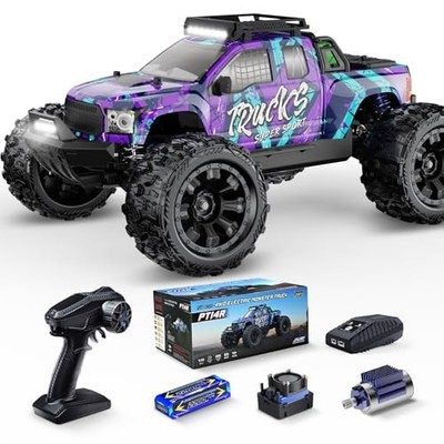 1/14 Brushless RC Cars for Adults,Fast 50mph Electric Off-Road Remote Purple