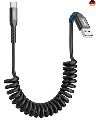 SUNGUY USB C Spiralkabel, 1.2M?Empfohlene Dehnlänge: 0.3?0.8m? USB auf USB C 