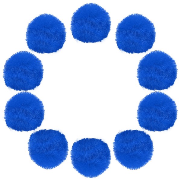 2,8 Zoll Kunstpelz-Pompon-BäLle,10 StüCk Saphirblaue Kunstpelz-Pompons FüR HüTe-image