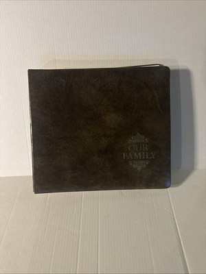 Vtg Heritage Beverly Hills Photo Album Top Grain Cowhide Leather 12x12 Gold Leaf