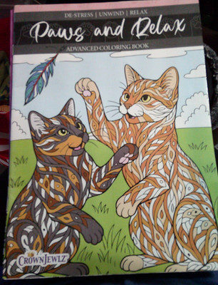 NEW CATS PAWS AND RELAX adult advanced coloring book & FREE GIFT