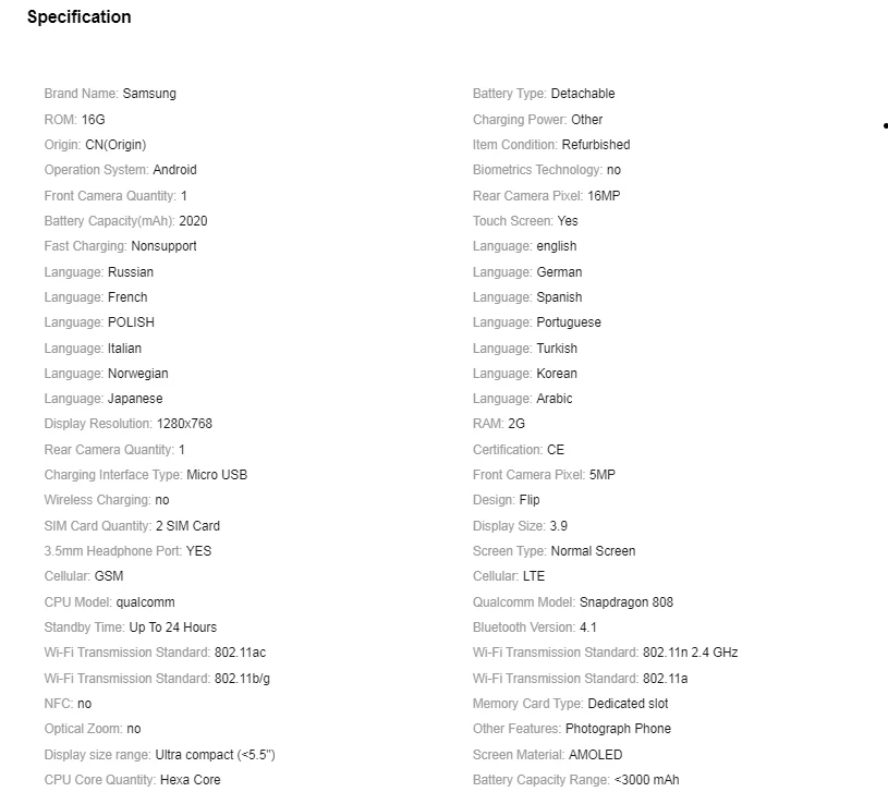 Samsung SM-G9198 2GB 16GB ROM Dual-Screen Flip Dual SIM Android CellPhone - Image 4 of 4