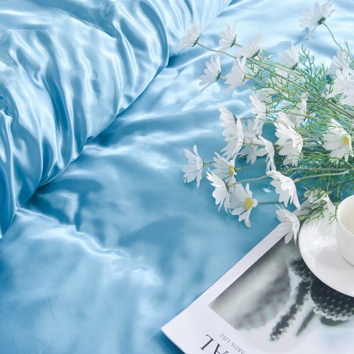 Luxury Satin Silk 6PCS Bedding Set - Duvet Cover, Fitted Sheet & 4 Pillowcases - Picture 136 of 158