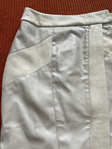 FATE Beige Contrast Panel Midi Straight Skirt Size M - Picture 12 of 15