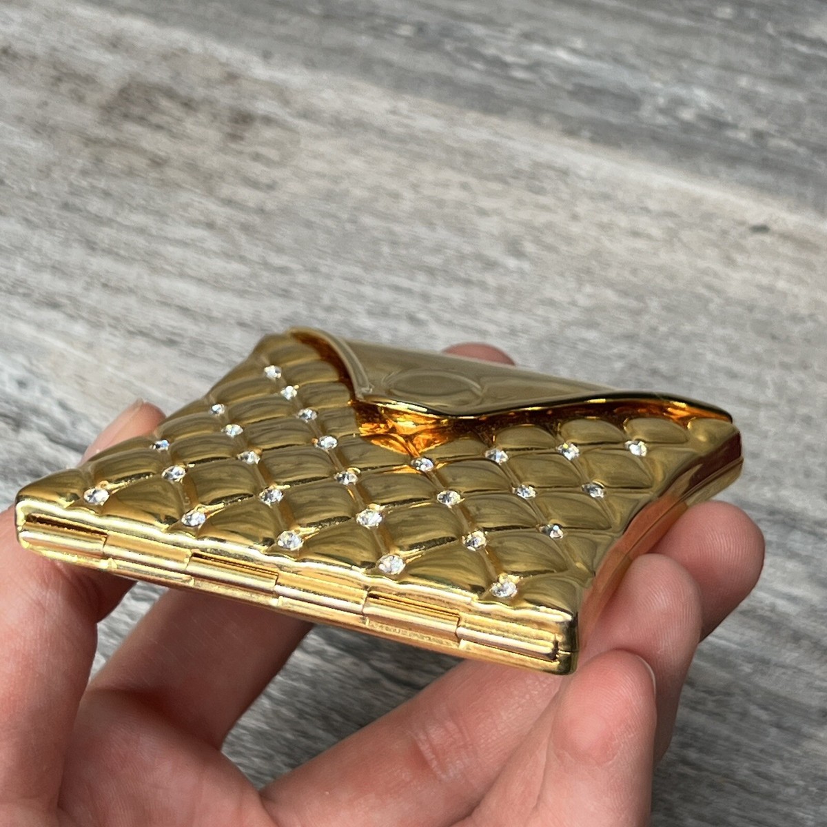 Vintage Adrienne Gold Purse Rhinestone Travel Mirror 2.5” | eBay