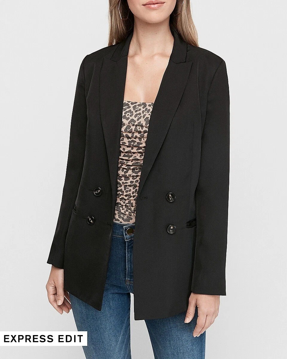 NEW EXPRESS $138 BLACK DOUBLE BREASTED BOYFRIEND BLAZER SZ XS EXTRA SMALL |  eBay
