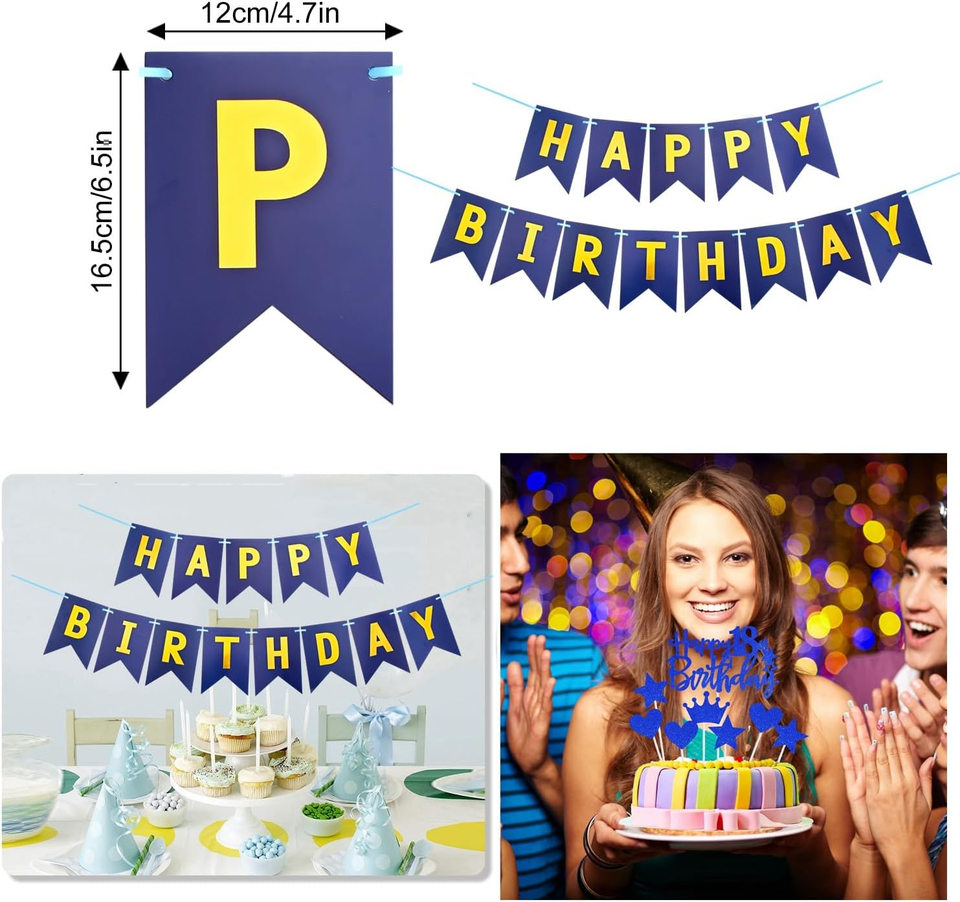 55. Geburtstag Deko-Set Für Männer – Blaue Luftballons, Banner & Tortenaufleger Für Die Party