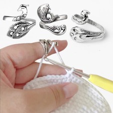 Knitting Yarn Crochet Ring Peacock Adjustable Finger Ring Knitting AccessoriesX1