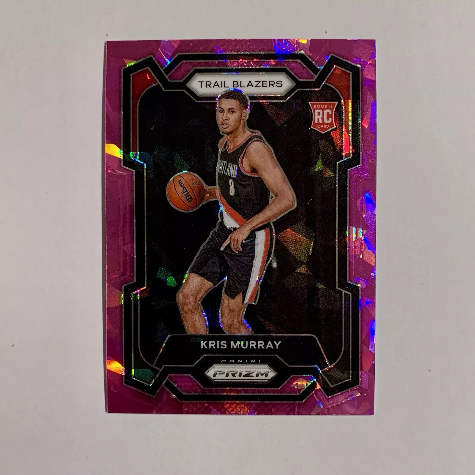 2023-24 Panini Prizm Pink Cracked Ice Kris Murray card #142 RC Trail Blazers