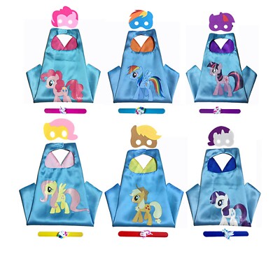 My Little Pony Costume Cape, Mask and Pops Ring, 6 PC Rainbow Twilight Pinkie