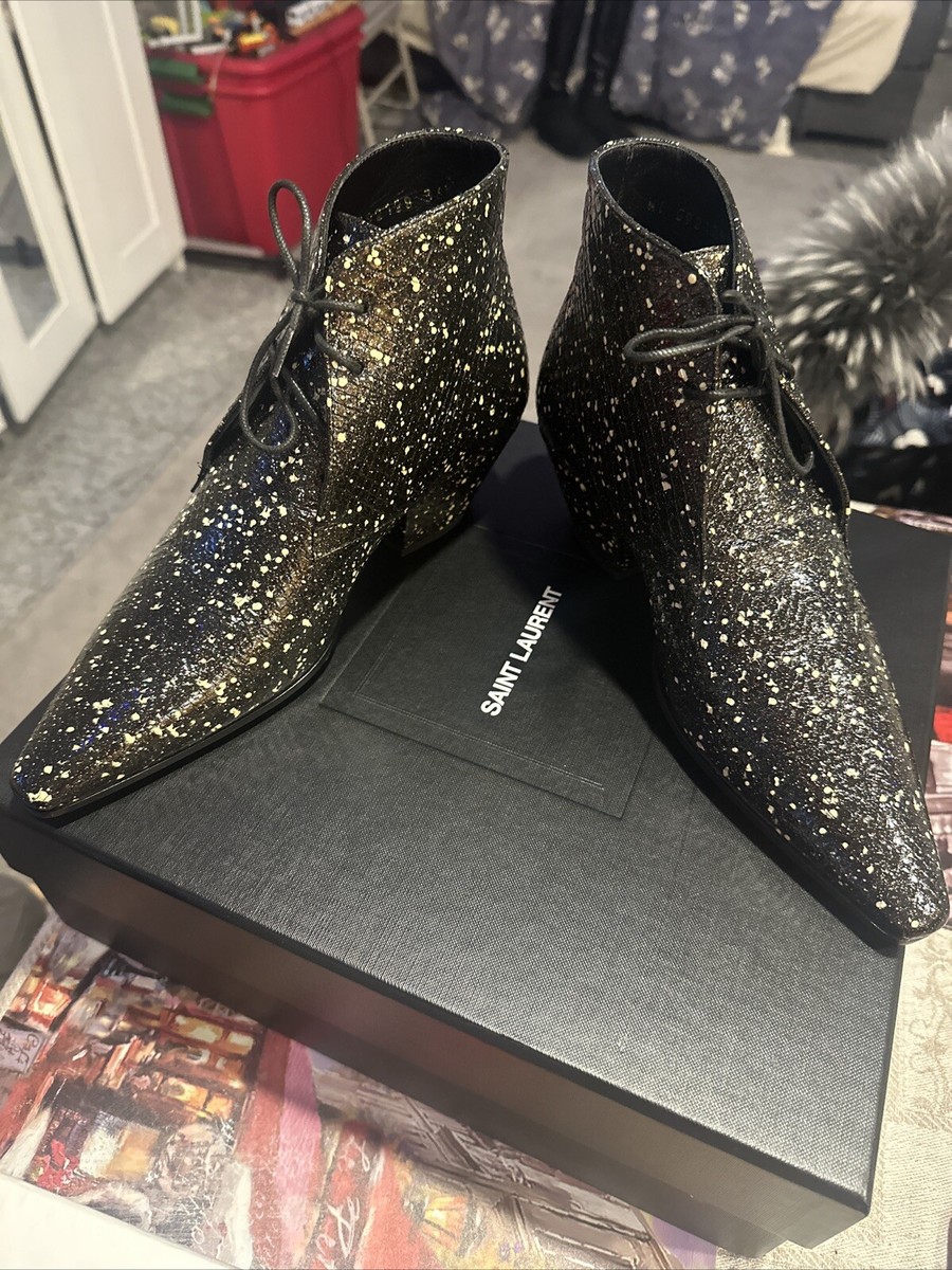 Saint Laurent★Belle 45 Crystal Studded Ankle Boots $1695 Saint Laurent Belle 45 Leather Ankle Boots US 36.5 | eBay