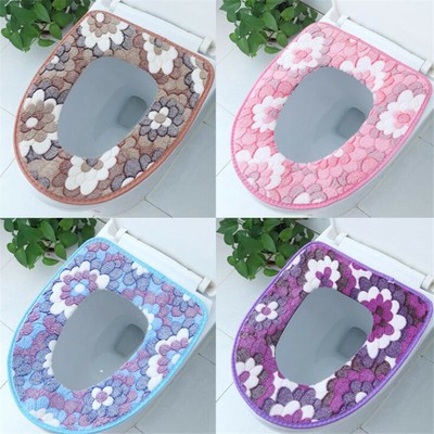 Toilet Cover Bathroom Decor Sun Flower Print Flannel Toilet Seat Washable Pad Ebay