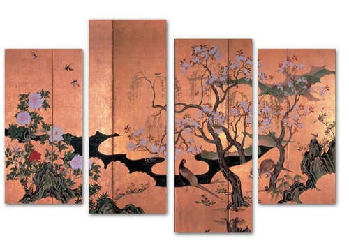 Japanese traditional art Japanese beauty canvas split prints on wooden bars - Picture 2 of 8