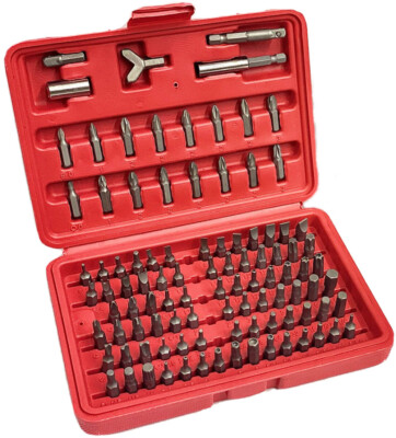 100pc Security Bit Set Torx Star Tamper Screws Hex Key Phillips Slotted Tri Wing