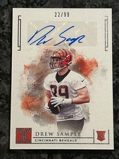 2019 Panini Impeccable - Drew Sample AUTOGRAPHED ROOKIE CARD /99 - Bengals. rookie card picture