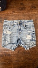 American Eagle Womens Jean Shorts Size 2 Distressed Cutoff Denim Light Wash