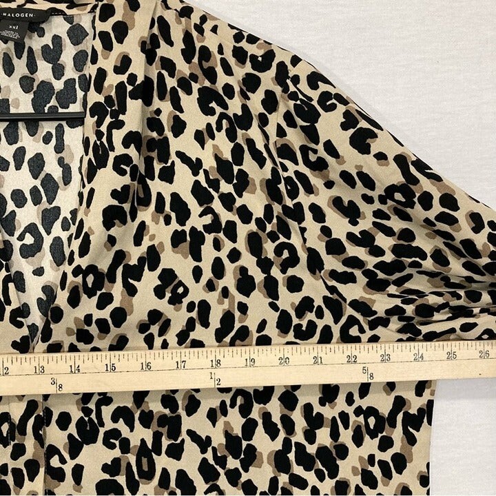Halogen Leopard V-Neck Long Sleeve Button Down si… - image 4