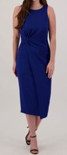Siena Women's Blue Side-Twist Faux-Wrap Midi Dress Size XS