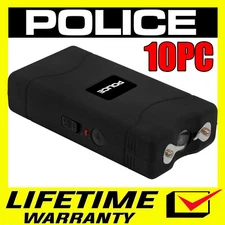 POLICE Stun Gun Mini 800 BLACK 380 BV Rechargeable LED Flashlight - 10 PACK
