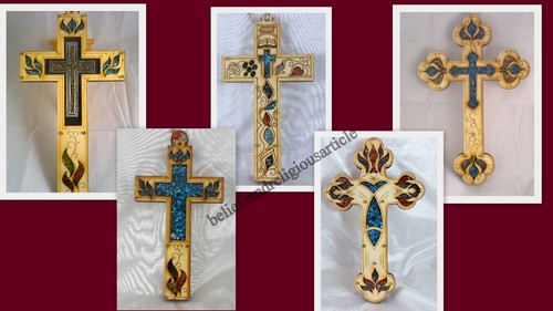 Croce in legno legno da appendere a parete religiosa cristiana regalo icona ciondolo medio - Foto 1 di 23