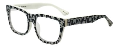 Isaac Mizrahi IM69-99 Designer Lesebrille Schwarz Weiß Buchstaben Quadrat 53mm