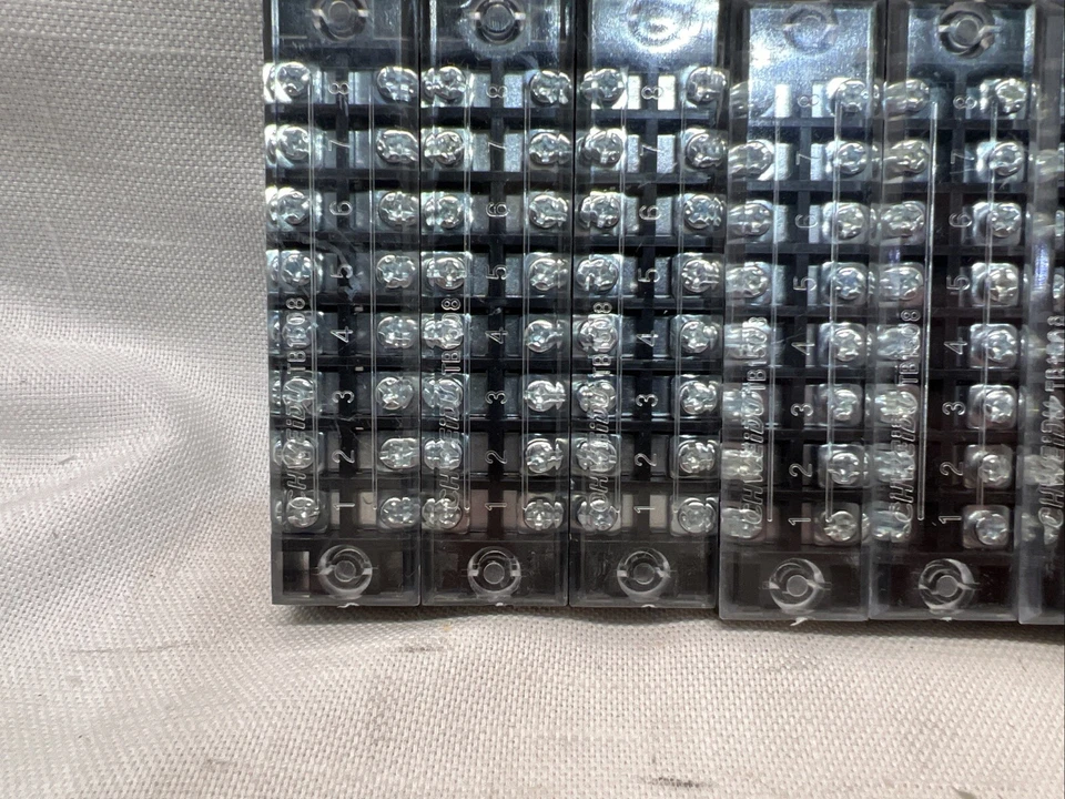 9 Pack 8 Positions Dual Rows 600V 15A Wire Barrier Block Screw Terminal Strip - Image 2 of 4