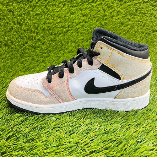Nike Air Jordan 1 Mid Flight Club Boys Size 4Y Orange Athletic Shoes Sneakers - Picture 2 of 10