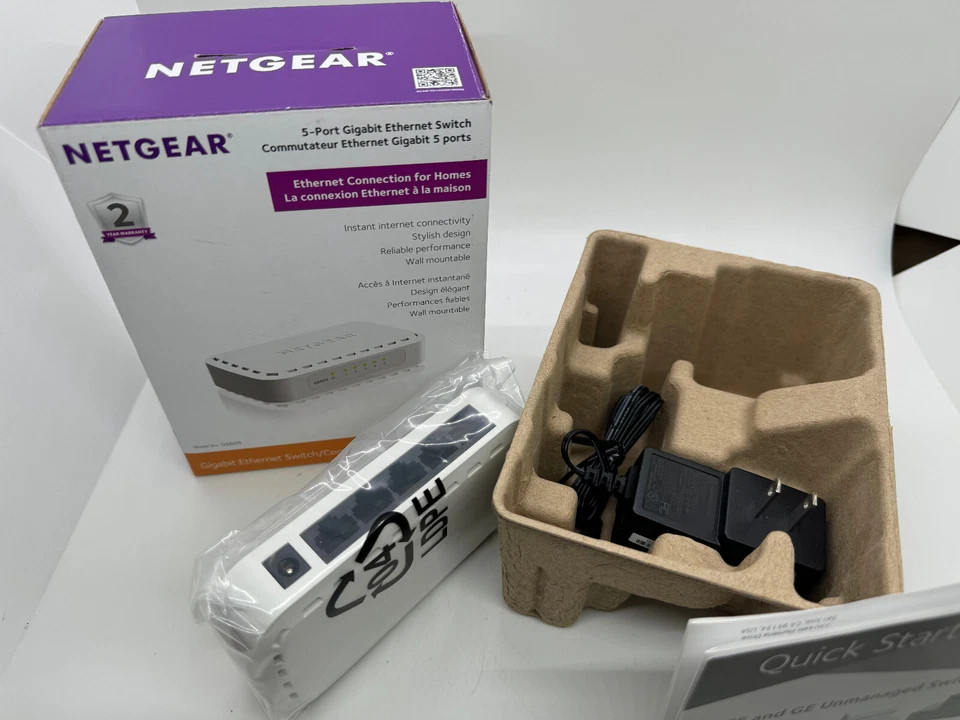 NETGEAR  5 Port Gigabit Ethernet Switch - NEW - MODEL GS605 - Image 3 of 4