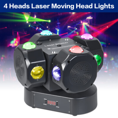 4 Head Strobe Light 200W RGBW Wind Fire Wheel Laser Rotating Light for DJ Disco