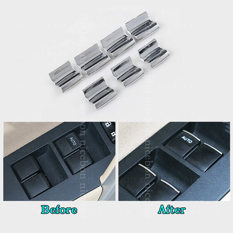7pcs Window Lift Button Sequins Cover Trim Fit For Toyota 4runner 2010-2018 - Imagen 2 de 4