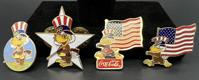 4x 1984 SUMMER OLYMPICS LOS ANGELES CALIFORNIA SAM OLYMPIC MASCOT PINBACKS K877