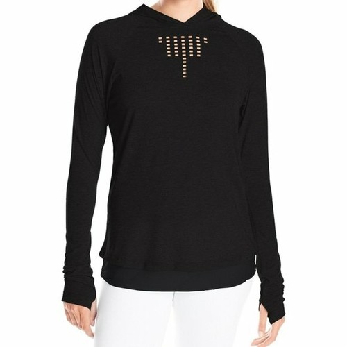Nanette Lepore Play Women's Plus 1X Laser Cut Hoodie Hooded Active Top Black NWT - Picture 2 of 11