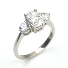 Oval and Round cut Moissanite Trilogy 9ct Gold UK Hallmarked