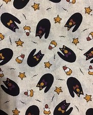 Halloween Candy Corn, Stars, And Cats Cotton Fabric BY The Yard
