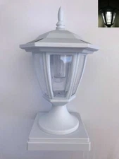 2-Pack WHITE Solar Hexagon Post Cap Lights with WHITE LEDS for 5X5 Fence Posts