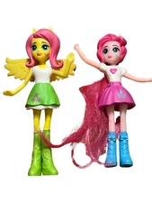 2 My Little Pony Equestria dolls Pinkie Pie Fluttershy Some brushable hair 5"