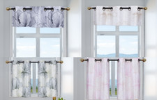 FLORAL PRINTED BRONZE GROMMET LINED BACKING WINDOW CURTAIN PANEL PRIVACY SET