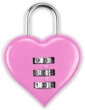 Pink Combination Lock, Heart Shape 3 Digital Password Padlock, Mini Outdoor Comb