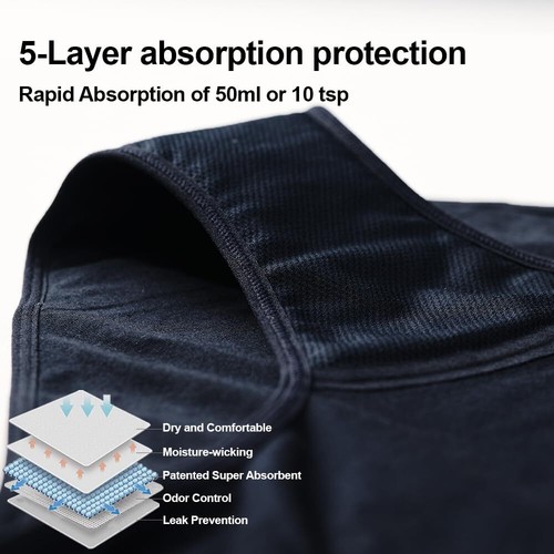 Leakproof High Waist Incontinence Underwear 3X-Large 50ML Black Reusable - Picture 4 of 6