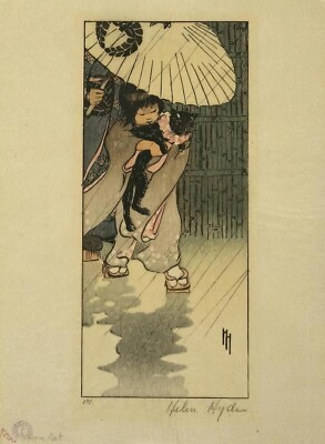 Helen Hyde   The Honorable Mr. Cat   Japanese Style Woodblock Art Print