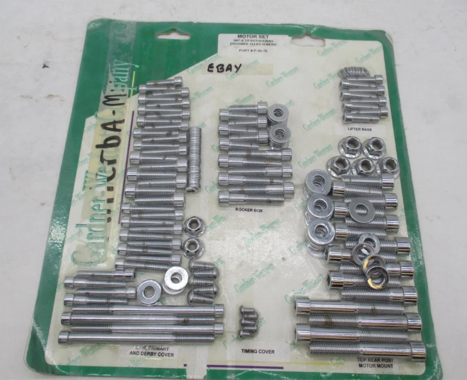 Juego de motores de cromo pulido Harley Dyna Gardner Westcott tornillos Allen P-96-75 Foto 2 de 4