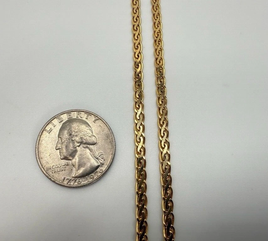 Collar de cadena de trigo de oro macizo de 14K 30" de largo 3,5 mm #2018 Foto 4 de 4