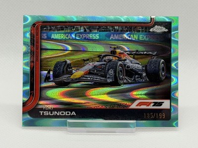 2025 Topps Chrome F1 Yuki Tsunoda #74 Aqua Raywave Parallel /199