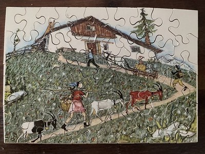 Penelope Holiday Puzzle Wood 4  X 5.5  Swiss Made Forina & The Wild Bird 50 Pc