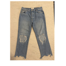 We The Free Straight Women's Jeans Light Wash Blue Distressed Denim OB832365