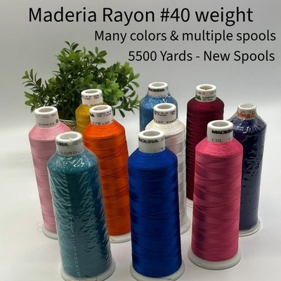 Madeira Rayon Embroidery Thread - 40 Weight - 5500 yds - New