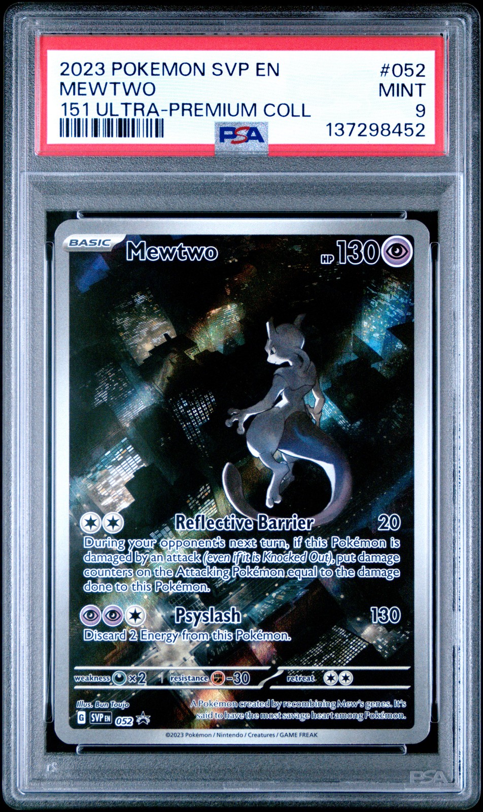 2023 POKEMON SVP EN-SV BLACK STAR PROMO #052 MEWTWO PSA 9